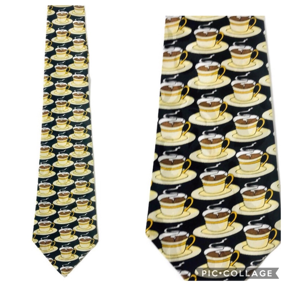 VINTAGE Coffee Cups Tie A. ROGERS Silk House